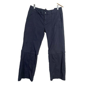 prAna Convertible Hiking Pants Women's 14 Short Inseam Blue Gray Stretch Nylon
